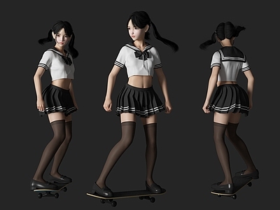 现代女人 滑板人物 美女