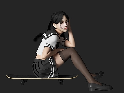 现代女人 滑板人物 美女