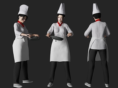 现代女人 厨师 炒菜 厨子 做饭