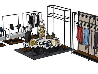 现代服装店货架 展示柜 人体模具