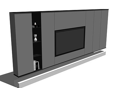 现代电视墙 电视机 背景墙 书柜 置物柜