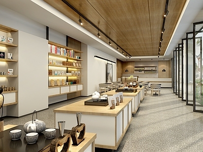 新中式茶馆 茶具 桌椅 茶几