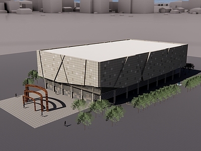 现代风格体育建筑 封闭