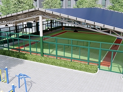 现代体育建筑 门球场 小区健身 封闭