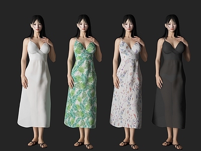现代女人 夏日美女 裙子