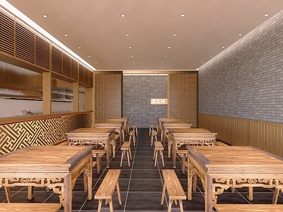 新中式中餐厅 牛肉面馆 餐厅 门头