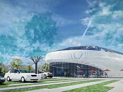 现代售楼处建筑 售楼示范区 景观 展览建筑 异形