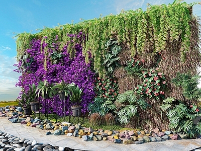 现代植物墙 植物堆 绿植墙 花草 花卉 植物墙 盆栽 绿植 花园