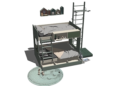 现代双层床 儿童床 上下铺 床上用品