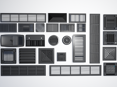 现代空调出风口 通风口 地漏 排气扇