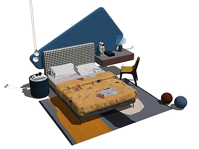 现代儿童床 床头柜 床上用品 玩具 儿童