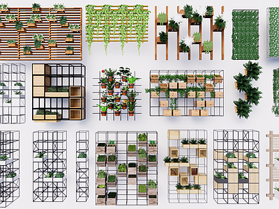 现代绿植架 花架 墙 藤蔓 护网