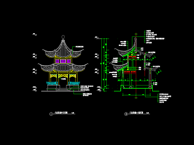 中式古典双层八角亭 古建亭