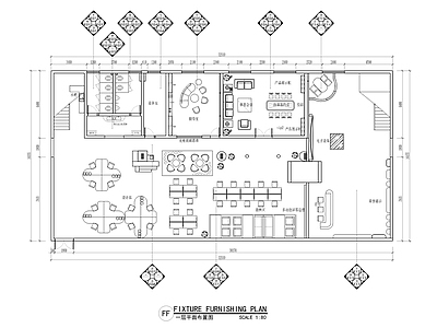 1200㎡办公室CAD施工图 效果图 办公空间