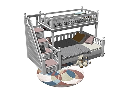 现代双层床 儿童床 上下铺 床上用品 玩具