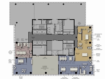 某850㎡销售中心办公室CAD施工图 效果图