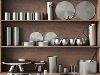 现代不锈钢厨房用品组合