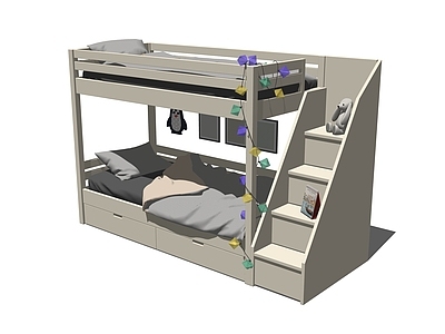 现代上下铺 双层床 床上用品 床头柜 梯子