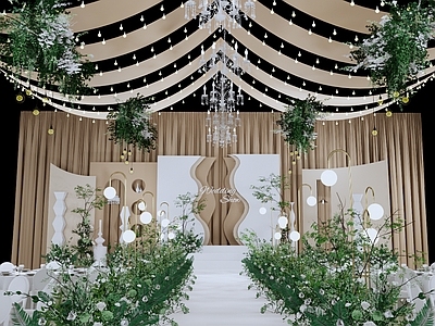 现代酒店宴会厅 香槟色婚礼