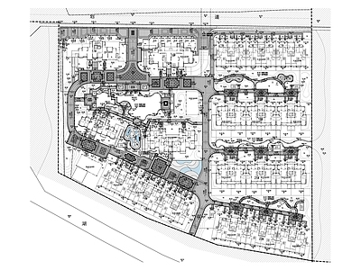 中式小区平面图 居住区景观