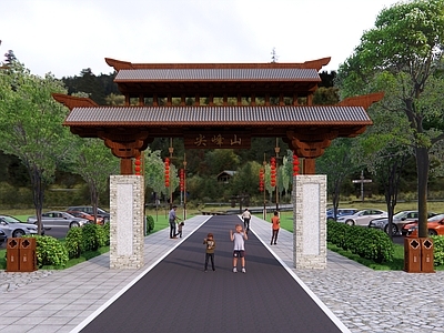 新中式牌坊牌楼 景区入口 大