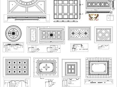 中式天花吊顶图块 节点 平面图块