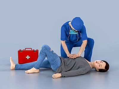 现代医生 病人 医疗急救 紧急护理 户外抢救 口罩 治疗 人工呼吸 心脏抢救