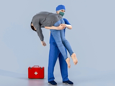 现代医生 病人 医疗急救 紧急护理 户外抢救 口罩 治疗 人工呼吸 心脏抢救