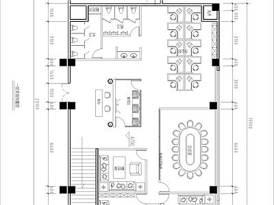 现代办公空间平面布置图 施工图