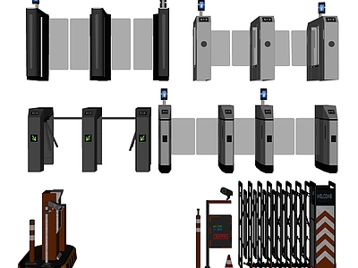 现代门禁机 闸门 收费杆 门闸 门禁机 人脸识别机 伸缩门 自动门