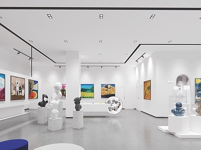 现代画展 雕塑 挂画 艺术画作