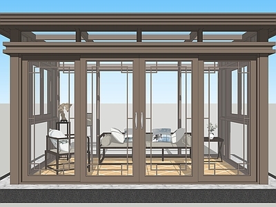 新中式阳光房 凉亭 休闲空间
