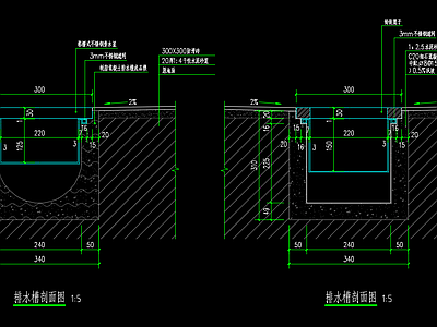 室内排水明渠剖面大样