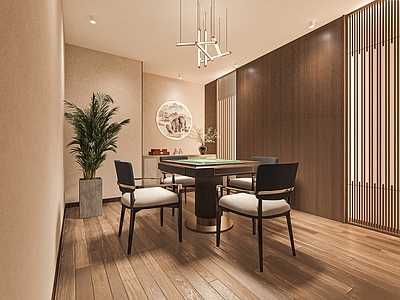 新中式棋牌室 麻将室 组合 麻将馆 娱乐空间 装饰柜