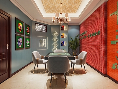 港式棋牌室 麻将室 麻将桌组合 麻将馆