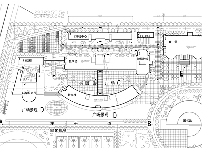 大学校园绿化及总平面图 施工图