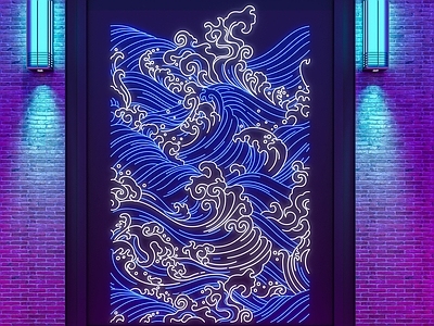 现代霓虹灯 浪花霓虹灯 集市霓虹灯 装饰灯