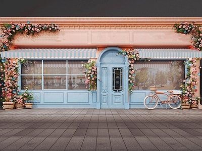 简欧花店门头门面 专卖店