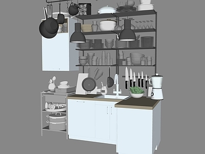 现代厨房用品组合 餐具 锅碗瓢盆