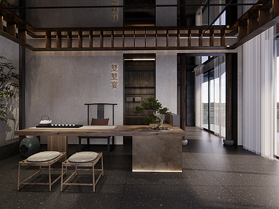 新中式茶馆 会所 前台 接待