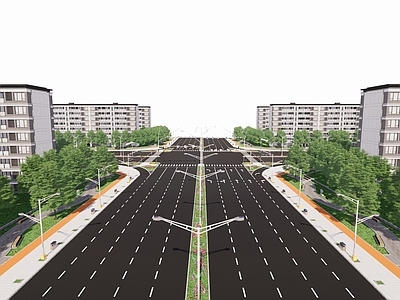 现代道路 斑马线 公路 市政 车道 十字路口