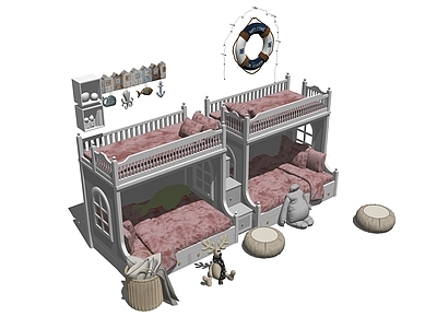 现代儿童床 上下铺 床上用品 床头柜 玩具 双层床