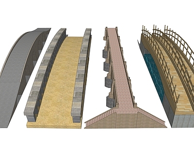 现代景观桥 石拱桥 木材