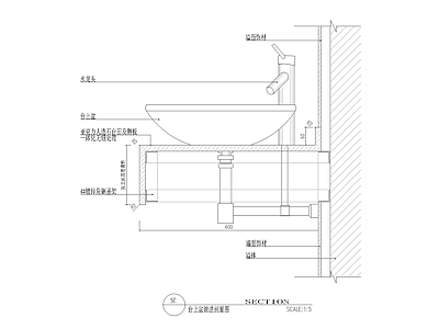 台上盆做法剖面图
