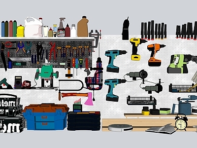 现代汽修工具 工具墙 五金工具件 工具墙 机修工具