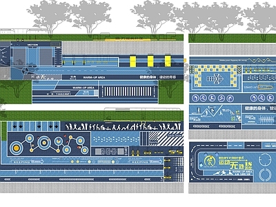 现代小区休闲区景观 健身场地景墙 运动场地地面 消防登高面 扑救面