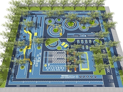 现代口袋公园景观 小区康体健身运动区 广场舞场地 消防登高扑救面铺装