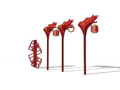 新中式党建红旗景观灯
