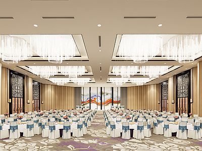 新中式酒店宴会厅 宴会餐桌椅