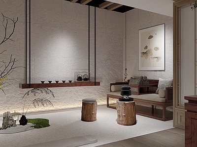 新中式茶馆休息区